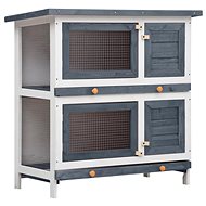 Shumee Garden Rabbit Hutch 4 Doors Wooden Grey 90 × 45 × 90cm - Rabbit Hutch