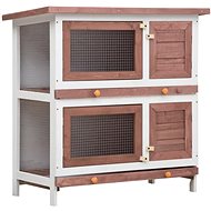 Shumee Garden Rabbit Hutch 4 Doors Wooden Brown 90 × 45 × 90cm - Rabbit Hutch