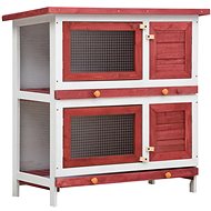 Shumee Garden Rabbit Hutch 4 Doors Wooden Red 90 × 45 × 90cm - Rabbit Hutch
