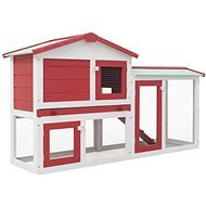 Shumee Outdoor Rabbit Hutch, Large, Wood, Red-White, 145 × 45 × 85cm - Rabbit Hutch