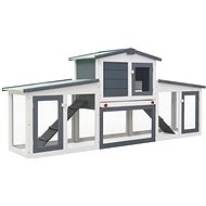 Shumee Rabbit House Large Outdoor Wood Grey-white 204 × 45 × 85cm - Rabbit Hutch