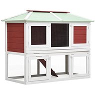 Shumee Rabbit Hutch Two-storey Wooden Red 130 × 68 × 105cm - Rabbit Hutch