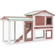 Shumee Large Shumee Outdoor Rabbit House brown and white 145 × 45 × 85 cm - Rabbit Hutch