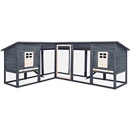 Shumee Outdoor rabbit hutch with run grey and white solid fir wood - Rabbit Hutch