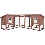 Shumee Outdoor rabbit hutch with enclosure coffee white solid fir wood - Rabbit Hutch