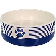 Dog Fantasy Bowl DF Ceramic Stripe with Paw, Dark Blue 770ml - Dog Bowl