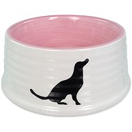 Dog Fantasy Bowl DF Ceramic Dog Bowl Motif Dog White-Pink 440ml - Dog Bowl