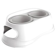 M-Pets Plastic White Double Bowl 2 × 350ml - Dog Bowl