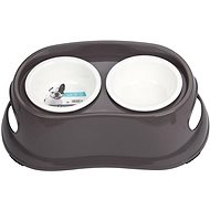 M-Pets Double Bowl Plastic Brown 2 × 1100ml - Dog Bowl