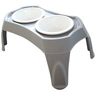 M-Pets Combi Double Bowls in Stand Grey - Dog Bowl