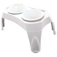M-Pets Combi Double Bowls in a Stand, White 2 × 350ml, S - Dog Bowl