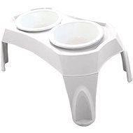M-Pets Combi Double Bowls in a Stand White 2 × 950ml, L - Dog Bowl