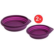 Karlie foldable silicone bowl pink 1000 ml 2 pcs - Travel Bowl for Dogs and Cats