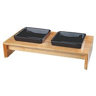 Trixie Ceramic Bowls in a Wooden Stand - Dog Bowl