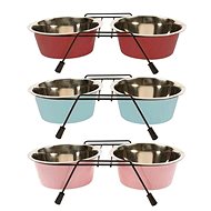 DUVO+ Stainless steel bowls on stand coloured 21cm 2 × 1890ml - Dog Bowl