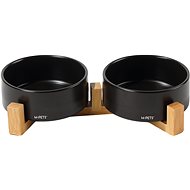 M-Pets Opera Ceramic bowls in bamboo base 2 × 350 ml black - Dog Bowl
