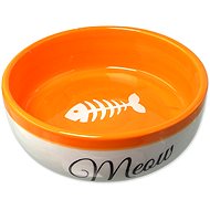 Magic Cat Ceramic bowl white/orange Meow 170 ml - Cat Bowl