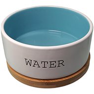 Dog Fantasy Ceramic water bowl white/blue with coaster 850 ml - Dog Bowl