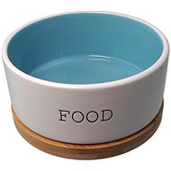 Dog Fantasy Ceramic food bowl white/blue with coaster 850 ml - Dog Bowl