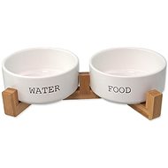 Dog Fantasy Set of bowls with stand white 400 ml - Dog Bowl