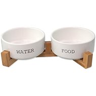 Dog Fantasy Set of bowls with stand white 850 ml - Dog Bowl