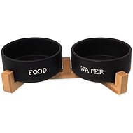 Dog Fantasy Set of bowls with stand black 850 ml - Dog Bowl