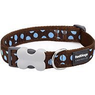Red Dingo Dog Collar, Blue Spots on Brown 12mm × 20-32cm - Dog Collar