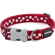 Red Dingo Dog Collar, White Spots on Red 12mm × 20-32cm - Dog Collar