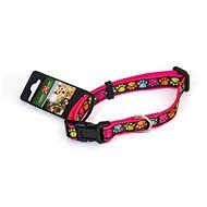 Cobbys Pet Adjustable Textile Collar with Paws Pink 35-50cm × 1.9cm - Dog Collar