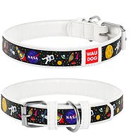Waudog NASA White Leather Collar - Dog Collar