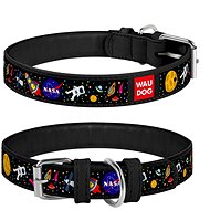 Waudog NASA Leather Collar Black 37-48cm/2,5 cm - Dog Collar