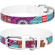 Waudog Leather Collar Summer White 46-60cm/3.5cm - Dog Collar
