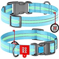 Waudog Nylon Collar Glow Blue QR - Dog Collar
