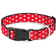 Buckle-down Durable dog collar with plastic buckle, regular, size S, Minnie, polka dot - Dog Collar