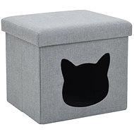 Shumee Folding Bed for Cats made of Artificial Flax Grey 37 × 33 × 33cm - Pet Bed