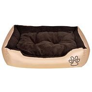 Shumee Comfortable Bed in Oxford with Padded Pillow Beige M - Bed