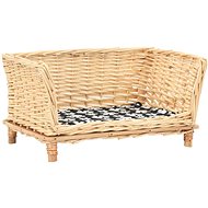 Shumee Cot Bed with Cushion, Natural Willow - Pet Bed