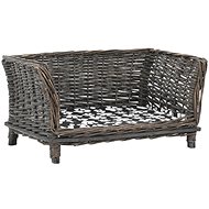 Shumee Cot Bed with Cushion Natural Willow, Grey - Pet Bed