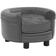 Shumee Sofa for dogs plush and faux leather grey - Pet Bed