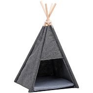 Shumee Cat Teepee with Storage Bag Velvet Black 40 × 40 × 70cm - Pet Bed