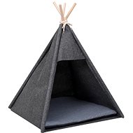 Shumee Cat Teepee with Storage Bag Velvet Black 60 × 60 × 70cm - Pet Bed