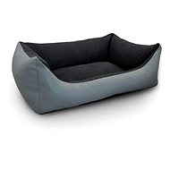 Argi Dog bed rectangular removable eco leather cover grey / black 60 × 45 cm - Pet Bed