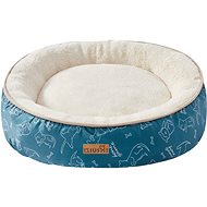 Qiushi plush round bed turquoise with print M - Pet Bed