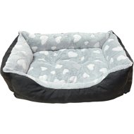 Annam square furry bed grey with hearts - Pet Bed