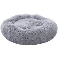 Annam round bed with long fur grey 80 × 80 cm - Pet Bed
