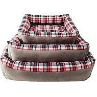 Qiushi S Grey and Red-Blue Plaid Bed - Pet Bed