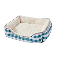 Qiushi Bed with Plaid Border Blue S - Pet Bed