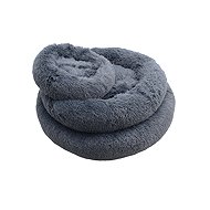 Qiushi Round Plush Bed Dark Blue 50cm - Pet Bed