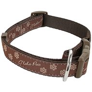 Olala Pets Collar Paw 25mm x 38-62cm, Brown - Dog Collar