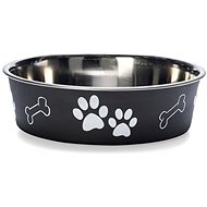 Karlie-Flamingo Stainless-Steel Bowl with Plastic Sheathing, Black 21cm, 1500ml - Dog Bowl